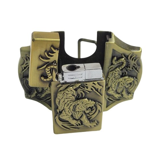 3 Tigers Bronze Finish Lighter Belt Buckle - Western Style Lighter Belt Buckle - - Picture 8 of 10